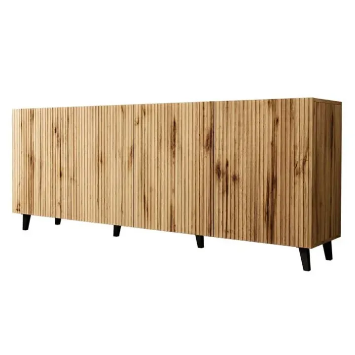 Madia 201x82h cm 4 ante moderna cannettato quercia Essence
