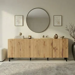 Madia 201x82h cm 4 ante moderna cannettato quercia Essence