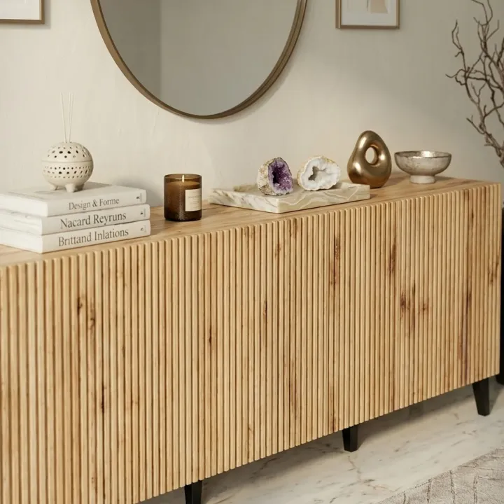 Madia 201x82h cm 4 ante moderna cannettato quercia Essence