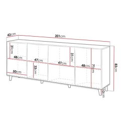 Madia 201x83h cm 4 ante moderna cannettato antracite Essence