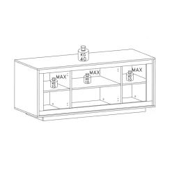 Madia 207x80h cm 4 ante moderna cemento bianco opaco Deluxe