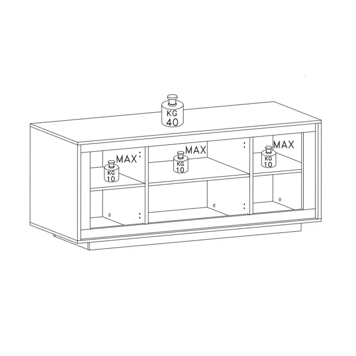 Madia 207x80h cm 4 ante moderna cemento bianco opaco Deluxe