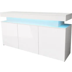 Madia 160x83h cm 3 ante moderna con led bianco Lumus
