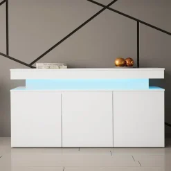 Madia 160x83h cm 3 ante moderna con led bianco Lumus