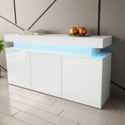 Madia 160x83h cm 3 ante moderna con led bianco Lumus