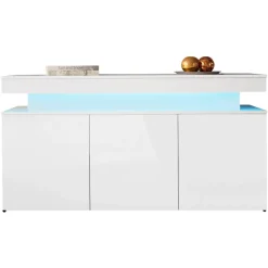 Madia 160x83h cm 3 ante moderna con led bianco Lumus