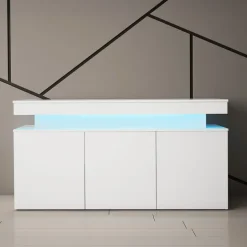 Madia 160x83h cm 3 ante moderna con led bianco Lumus