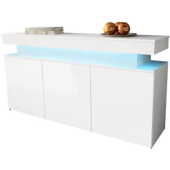 Madia 160x83h cm 3 ante moderna con led bianco Lumus