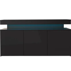 Madia 160x83h cm 3 ante moderna con led nero Lumus