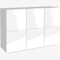 Madia 120x86h cm 3 ante moderna decorate bianco lucido Zenzero