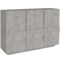 Madia 120x86h cm 3 ante moderna decorate grigio cemento Zenzero