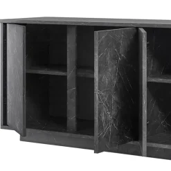 Madia 180x79h cm 4 ante moderna effetto marmo nero Viking