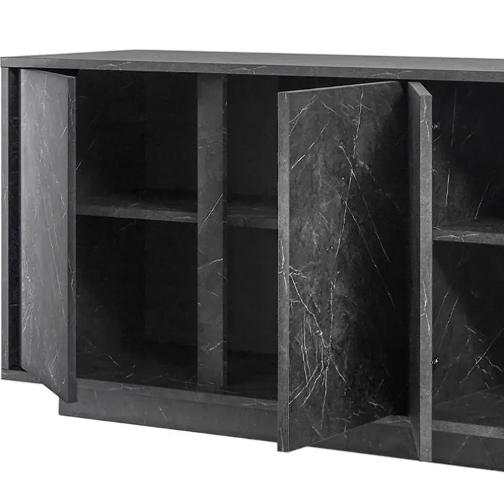 Madia 180x79h cm 4 ante moderna effetto marmo nero Viking