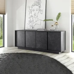 Madia 180x79h cm 4 ante moderna effetto marmo nero Viking
