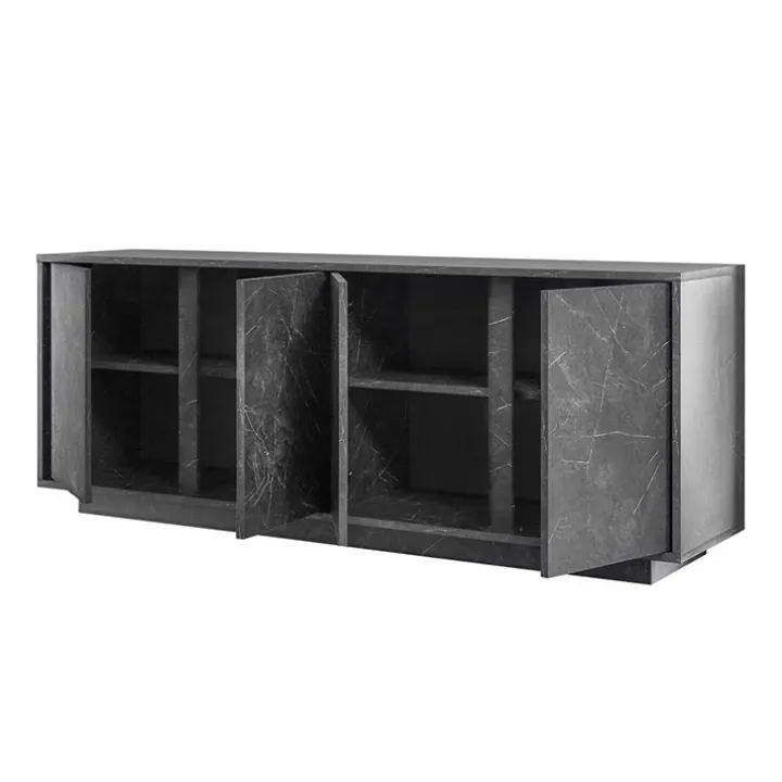 Madia 180x79h cm 4 ante moderna effetto marmo nero Viking