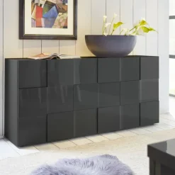 Madia 181x84h cm 3 ante moderna grigio lucido Obsession