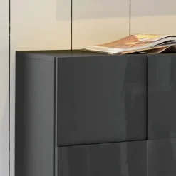 Madia 181x84h cm 3 ante moderna grigio lucido Obsession