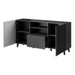 Madia 151x83h cm 3 ante moderna industrial cannettato antracite Essence
