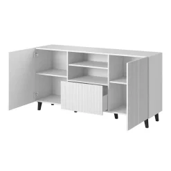 Madia 151x83h cm 3 ante moderna industrial cannettato bianco Essence