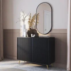 Madia 104x78h cm 2 ante moderna nero cannettato Celestia