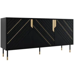 Madia 154x72h cm 3 ante moderna nero oro Golden