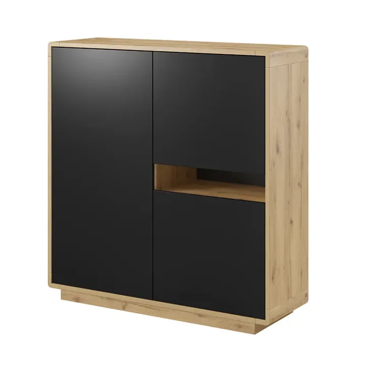 Madia 121x126h cm 3 ante moderna nero opaco rovere Esmond