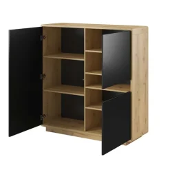 Madia 121x126h cm 3 ante moderna nero opaco rovere Esmond