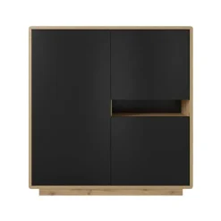Madia 121x126h cm 3 ante moderna nero opaco rovere Esmond