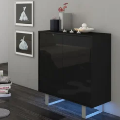 Madia 80x90h cm 2 ante moderna nero opaco e lucido Kelli Gihome®