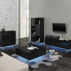 Madia 80x90h cm 2 ante moderna nero opaco e lucido Kelli Gihome®