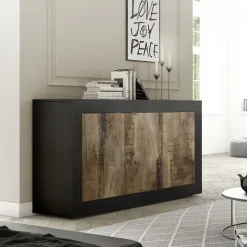 Madia 160x86h cm 3 ante moderna nero pero Eternity