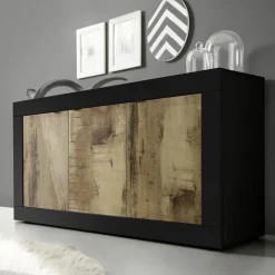 Madia 160x86h cm 3 ante moderna nero pero Eternity