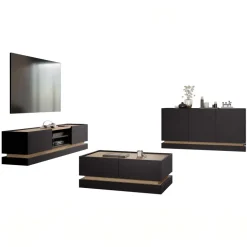 Madia 160x75h cm 3 ante moderna nero rovere Rhea
