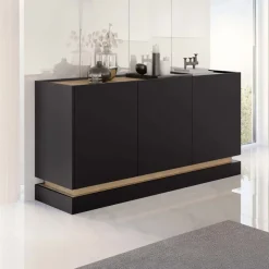 Madia 160x75h cm 3 ante moderna nero rovere Rhea