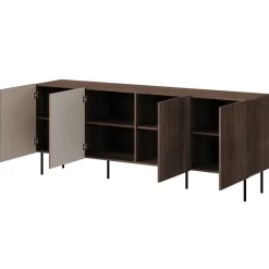 Madia 201x81h cm 4 ante moderna noce cannettato Gabiot