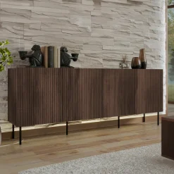 Madia 201x81h cm 4 ante moderna noce cannettato Gabiot