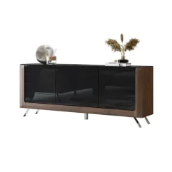 Madia 200x81h cm 3 ante moderna noce nero lucido Jumbo