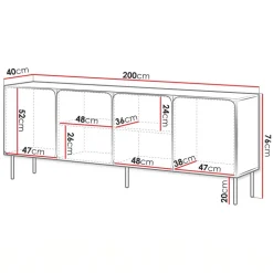 Madia 200x76h cm 4 ante moderna rosso mattone Maya