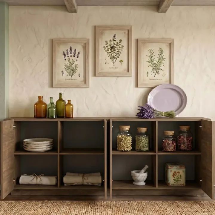 Madia 241x90h cm 4 ante moderna rovere scuro Alvarez