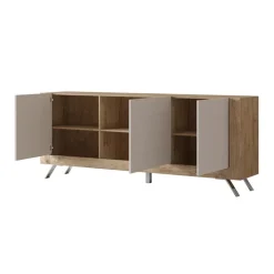 Madia 200x81h cm 3 ante moderna rovere tortora lucido Jumbo