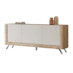 Madia 200x81h cm 3 ante moderna rovere tortora lucido Jumbo