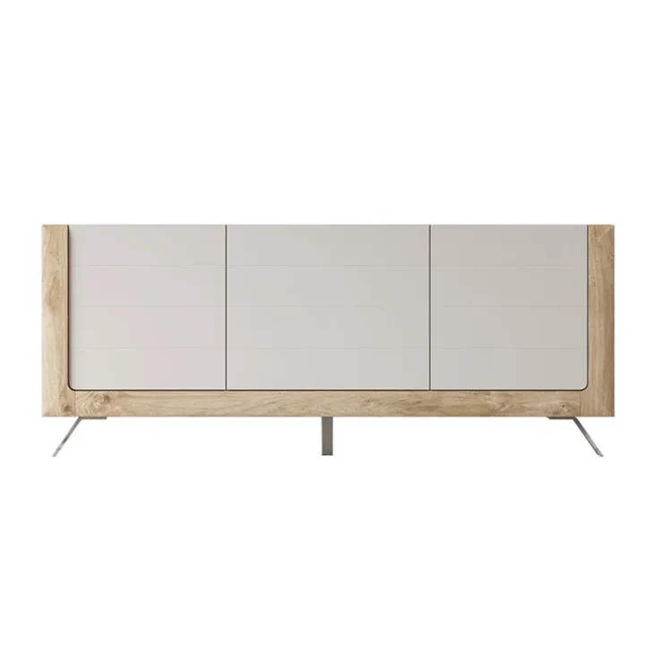 Madia 200x81h cm 3 ante moderna rovere tortora lucido Jumbo