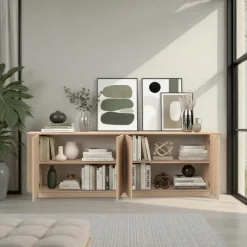 Madia 230x76h cm 4 ante moderna rovere Alba