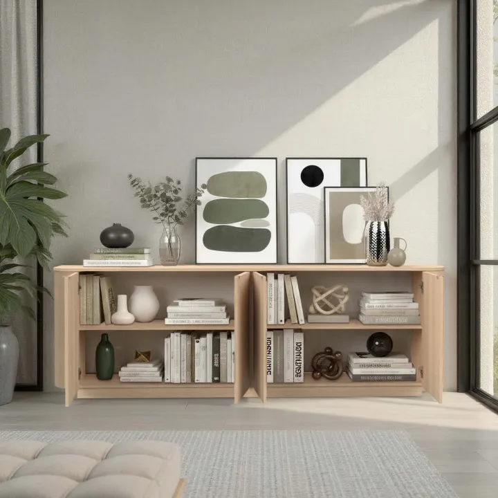 Madia 230x76h cm 4 ante moderna rovere Alba