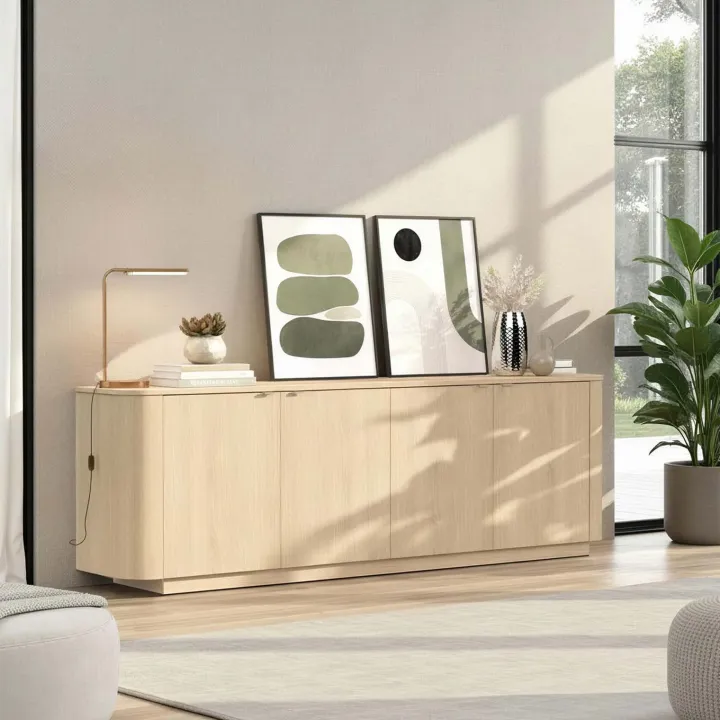Madia 230x76h cm 4 ante moderna rovere Alba