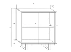 Madia 80x90h cm 2 ante moderna rovere bianco lucido Kelli Gihome®