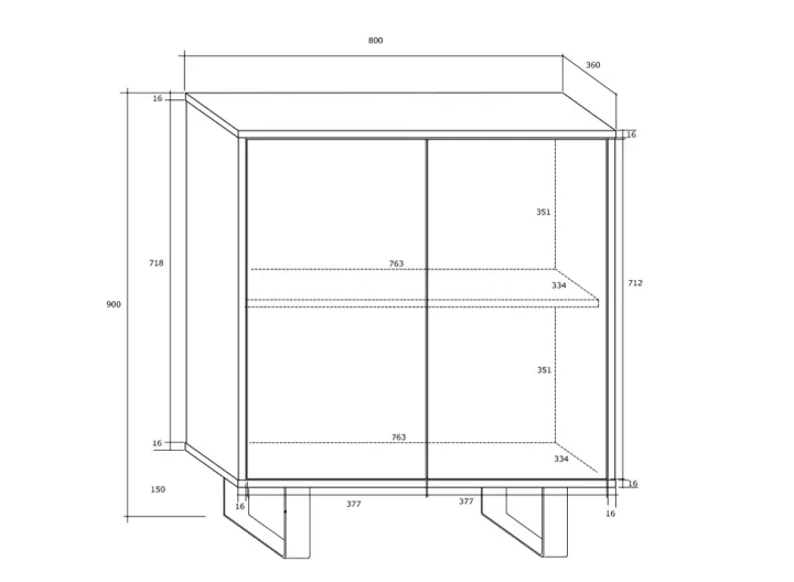 Madia 80x90h cm 2 ante moderna rovere bianco lucido Kelli Gihome®