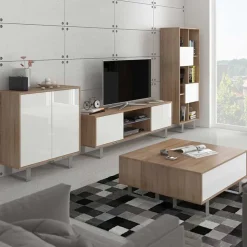 Madia 80x90h cm 2 ante moderna rovere bianco lucido Kelli Gihome®