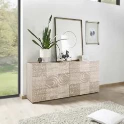 Madia 181x84h cm 3 ante moderna rovere samoa con serigrafia Paradise
