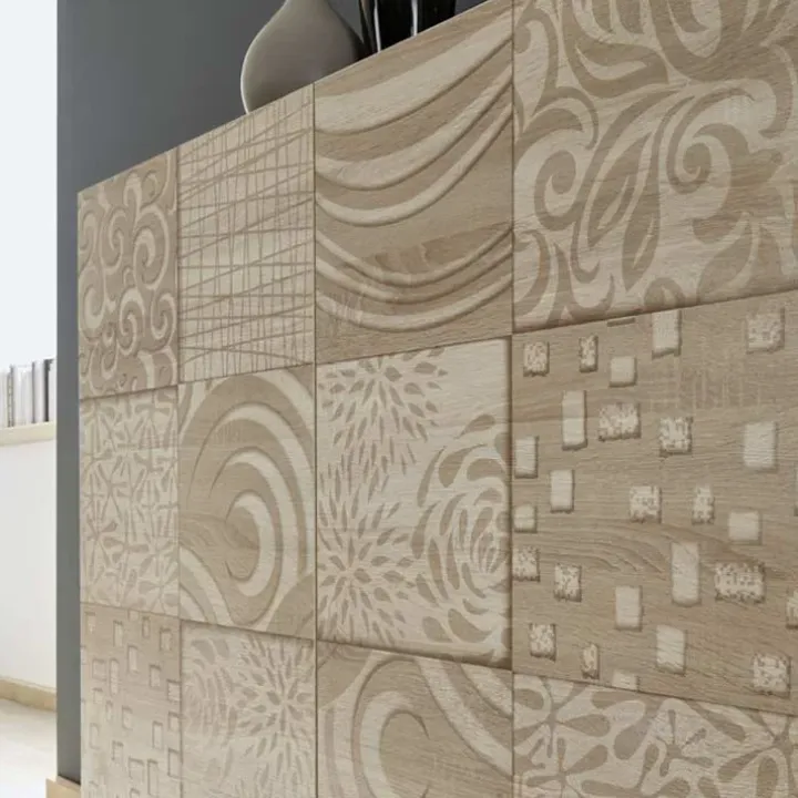 Madia 181x84h cm 3 ante moderna rovere samoa con serigrafia Paradise